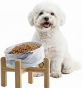 Ceramic Dog Bowl with Bamboo Stand – Elevated Single Pet Food & Water Bowl for Small Dogs & Cats | Non-Slip Stable Feeding Dish – DISHCOM