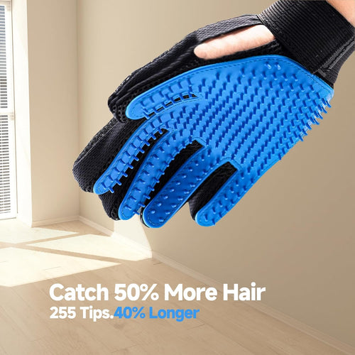 DISHCOM Pet Hair Removal Glove for Dogs & Cats – 2-in-1 Deshedding Brush & Massage Mitt, Silicone Grooming Glove for Shedding Control & Pet Hair Removal