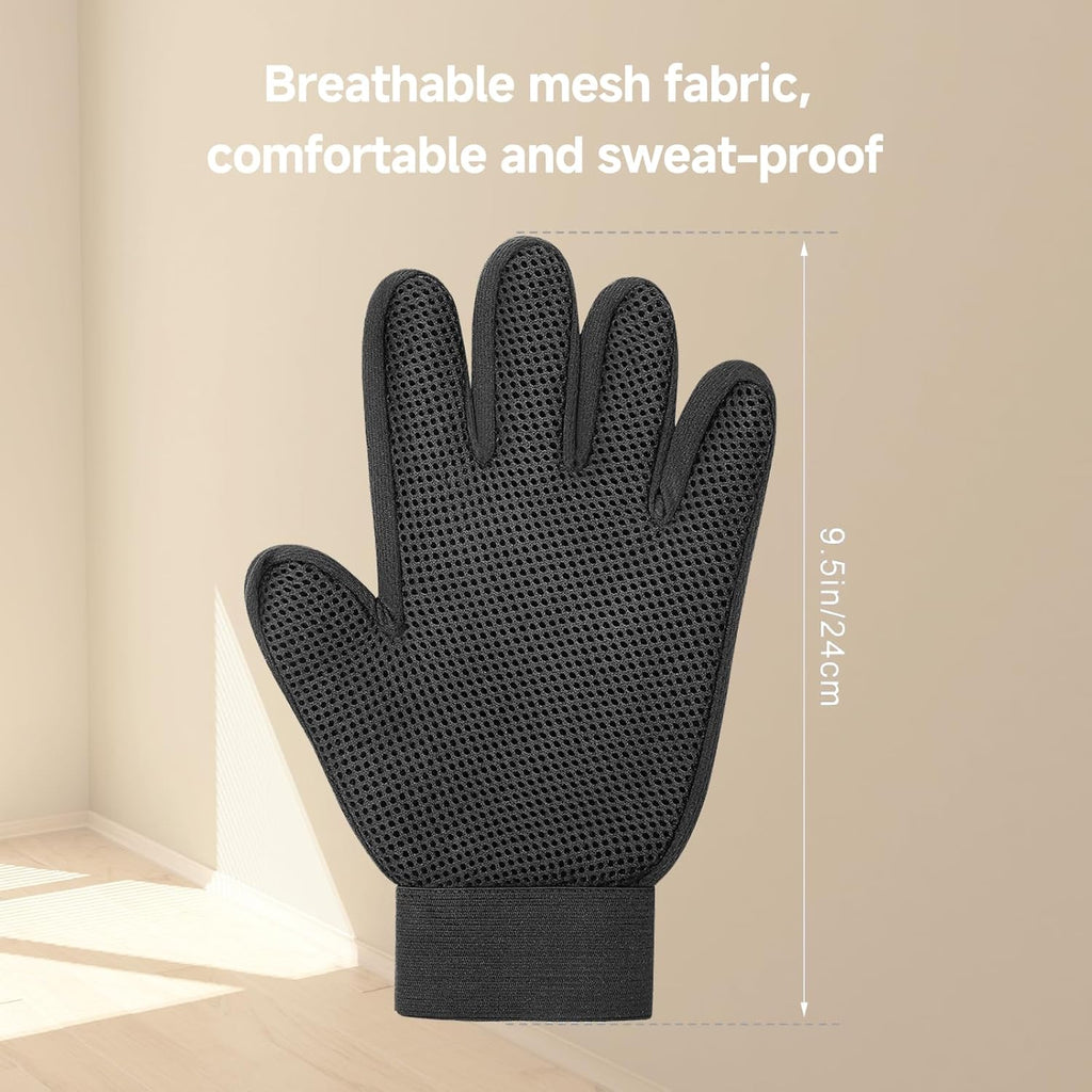 DISHCOM Pet Hair Removal Glove for Dogs & Cats – 2-in-1 Deshedding Brush & Massage Mitt, Silicone Grooming Glove for Shedding Control & Pet Hair Removal