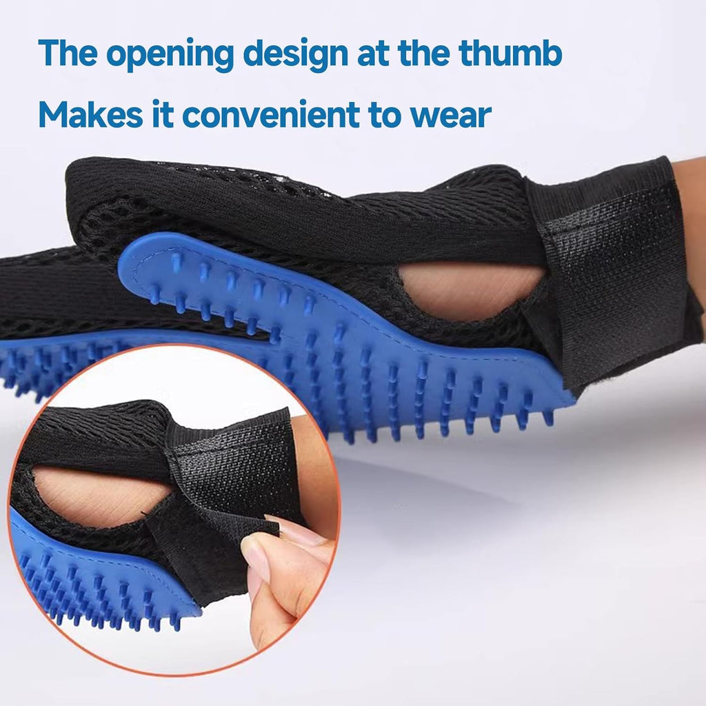 DISHCOM Pet Hair Removal Glove for Dogs & Cats – 2-in-1 Deshedding Brush & Massage Mitt, Silicone Grooming Glove for Shedding Control & Pet Hair Removal
