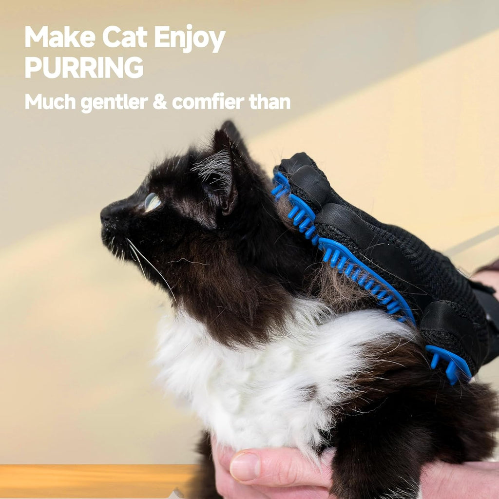 DISHCOM Pet Hair Removal Glove for Dogs & Cats – 2-in-1 Deshedding Brush & Massage Mitt, Silicone Grooming Glove for Shedding Control & Pet Hair Removal