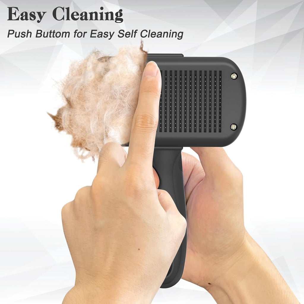 Self-Cleaning Shedding Brush for Dogs & Cats – Skin-Friendly Deshedding Grooming Tool for Long & Short Hair Pets | DISHCOM