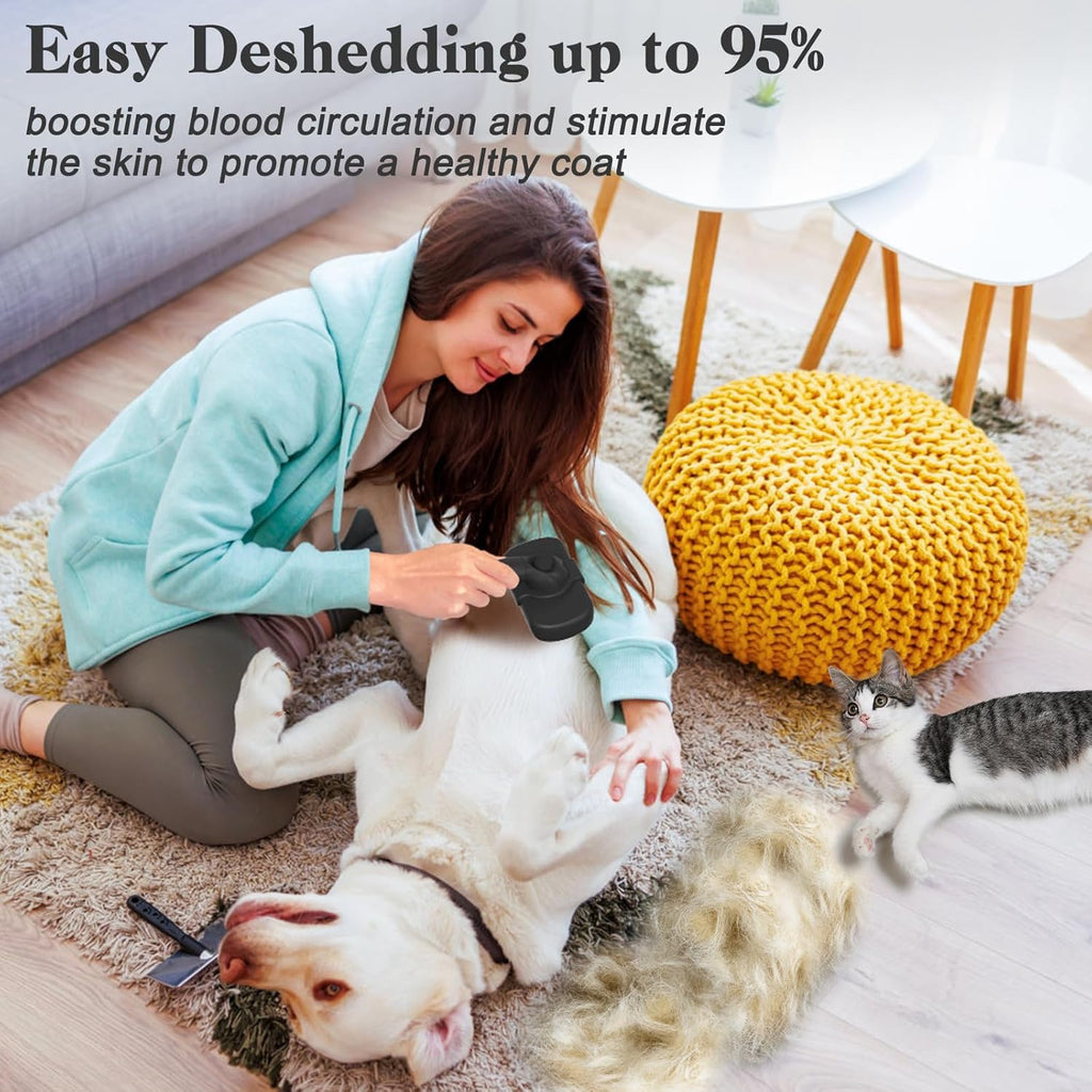 Self-Cleaning Shedding Brush for Dogs & Cats – Skin-Friendly Deshedding Grooming Tool for Long & Short Hair Pets | DISHCOM