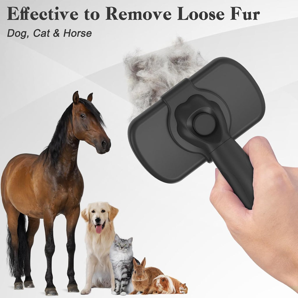 Self-Cleaning Shedding Brush for Dogs & Cats – Skin-Friendly Deshedding Grooming Tool for Long & Short Hair Pets | DISHCOM